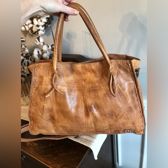 Bed Stu Leather Rockaway Shoulder Crossbody Bag Tote Tan Rustic MSPR $330 - Picture 3 of 14